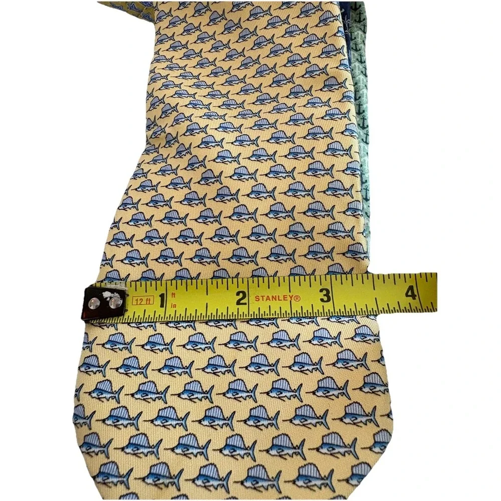 Vineyard Vines Tie Lot 5 Fish Anchor Nautical‎ Palm Tree Hook Blue Yellow Green